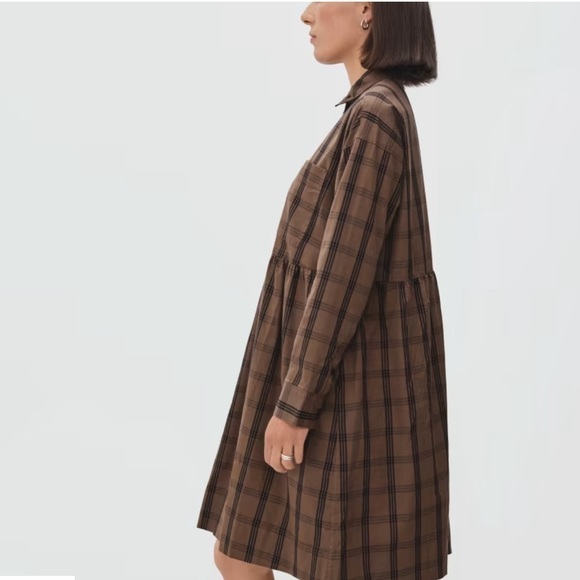 NWT Everlane The Field Dress in Mocha Plaid - Picture 6 of 16